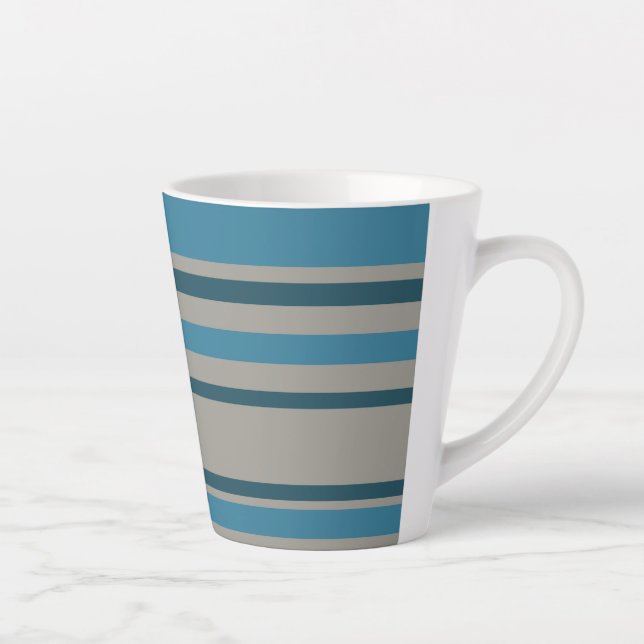 Tasse Latte Gris bleu rayé (Droite)