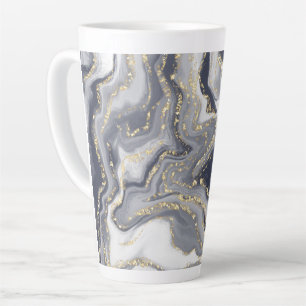 Tasse Latte Gris marbré, blanc et or