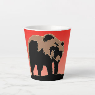 Tasse Latte Grizzly Bear au coucher du soleil - Art original d