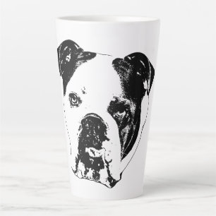Tasse Latte Gros Plans De Fêtes De Bulldog