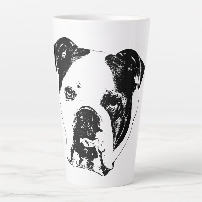 Tasse Latte Gros Plans De Fêtes De Bulldog (Devant)