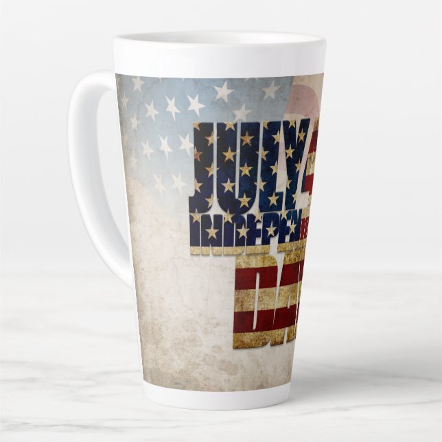 Tasse Latte Grunge USA juillet 4 Juillet Indépendance Graphiqu (Angle gauche)