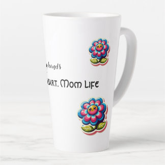 Tasse Latte Guérir les mains. Coeur fort. La vie de maman."