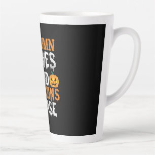 Tasse Latte Halloween Autumn Leaves and Pumkins Birthday