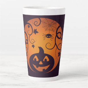 Tasse Latte Halloween Jack-o'-lantern citrouille visage et ara