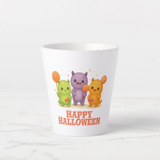 Tasse Latte Halloween Kawaii Monsters & Lollipops (Devant)