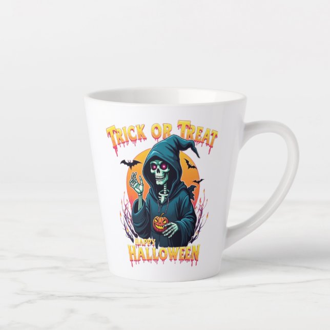 Tasse Latte Halloween Spooky Vibes: Trick or Treat Skeleton (Droite)
