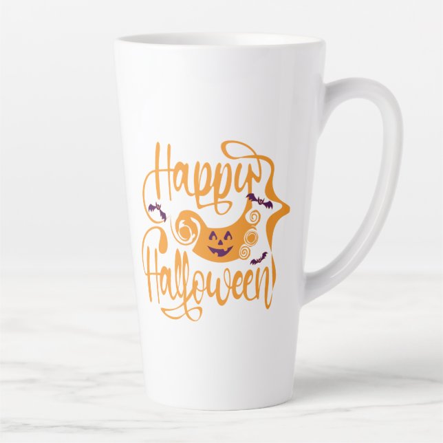 Tasse Latte Happy Halloween chauves-souris Jack-o'-lantern (Droite)