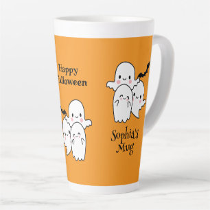 Tasse Latte Happy Halloween Personnaliser NOM Fantômes Bat