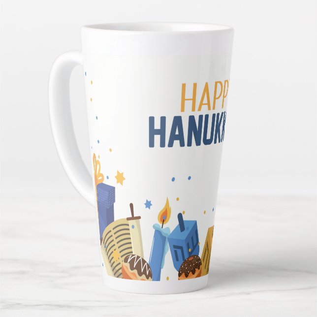Tasse Latte Happy Hanukkah Entertaining (Angle gauche)