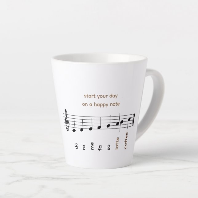 Tasse Latte Happy Notes Do Re Mi Latee Music Note Personnalisé (Angle droit)