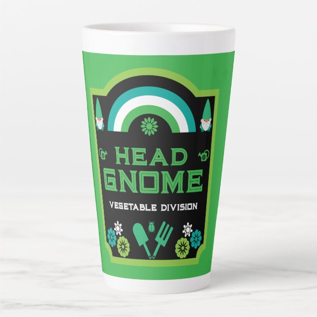 Tasse Latte Head Garden Gnome Gardener (Devant)