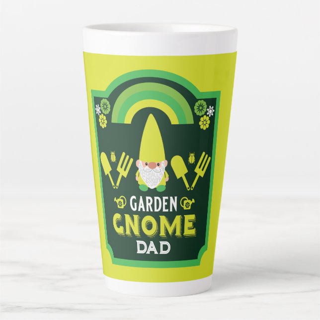 Tasse Latte Head Garden Gnome Gardener (Devant)