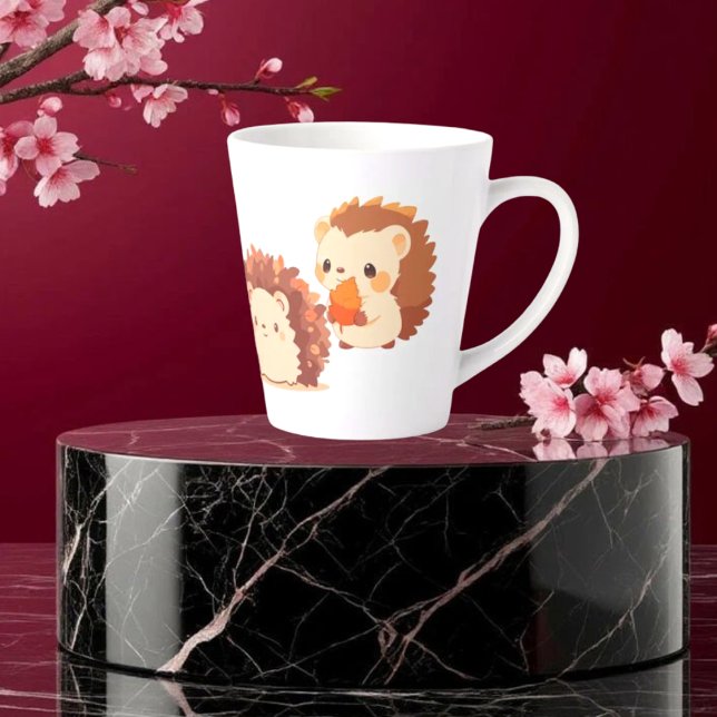 Tasse Latte Hérisson d'automne mignon - Kawaii animaux de forê (Créateur téléchargé)
