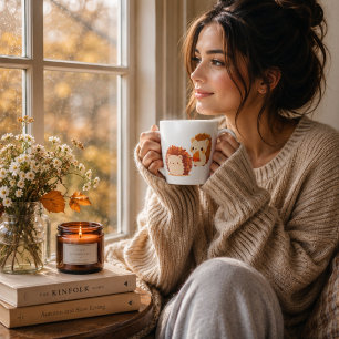 Tasse Latte Hérissons Mignons d'Automne – Animaux de Forêt Kaw