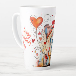Tasse Latte Heureuse Sainte-Valentin dynamique et coloré