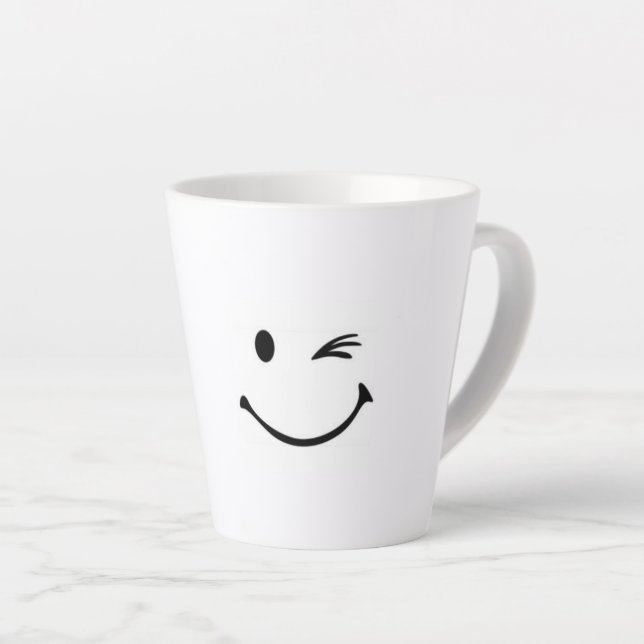 TASSE LATTE HEUREUX FENÊTRE DE VISAGE (Angle droit)