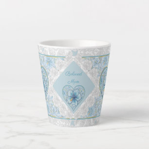 Tasse Latte Hibiscus & dentelle TURQUOISE