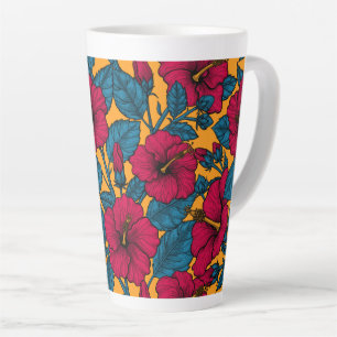 Tasse Latte hibiscus rouge sur muqueuse en latte orange