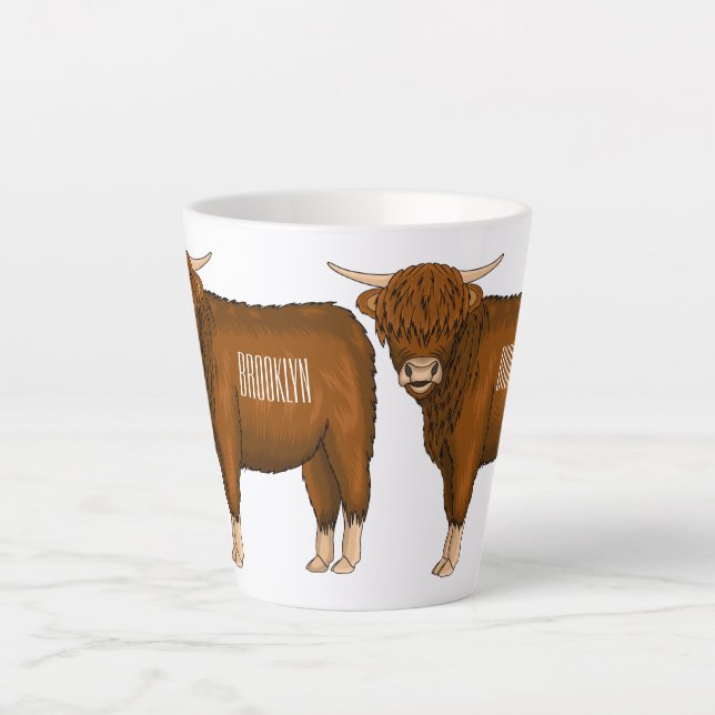 Tasse Latte Highland cow (Devant)
