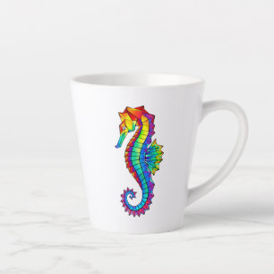 Tasse Latte Hippocampe polygonal arc-en-ciel