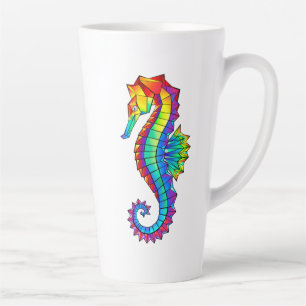 Tasse Latte Hippocampe polygonal arc-en-ciel