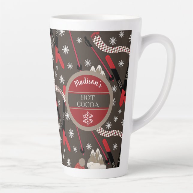 Tasse Latte Hiver Ski de vacances Flocon de neige Hot Cocoa La (Droite)