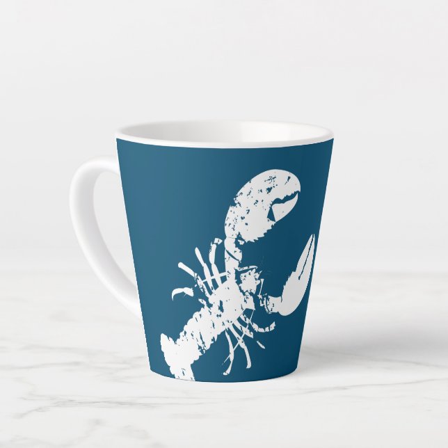 Tasse Latte Homard bleu et blanc Impression personnalisée (Angle gauche)