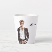 Homme aux cheveux blonds veste marron