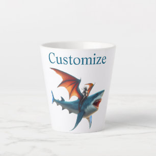 Tasse Latte Homme-Chauve-Souris montant un requin effrayant de