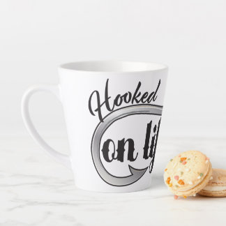 Tasse Latte "Hooked On Life" hook illustration, personalize