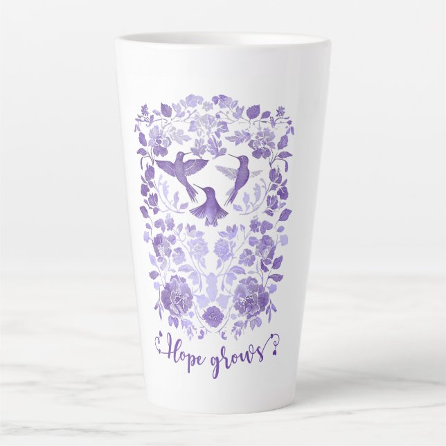 Tasse Latte Hope Grosses - Lavender Linocut Bird Inspirational (Devant)