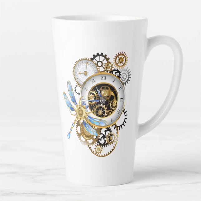 Tasse Latte Horloge à vapeur avec libellule mécanique (Droite)