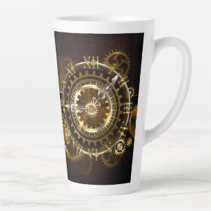 Tasse Latte Horloge Steampunk avec des engrenages anciens