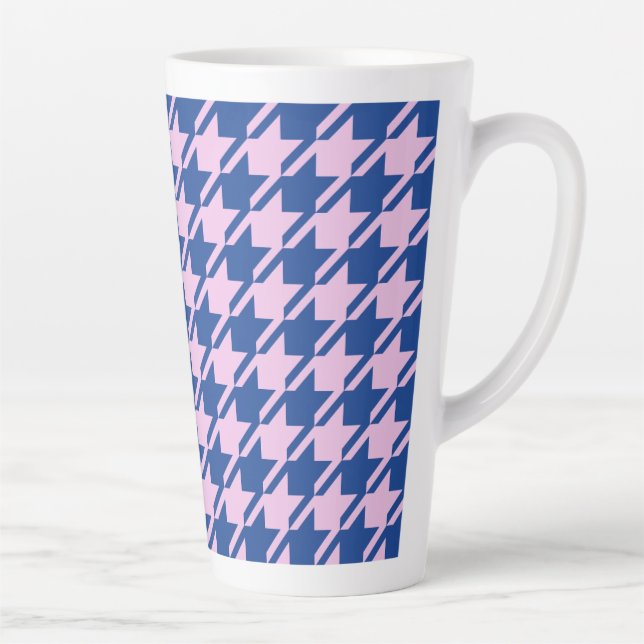 Tasse Latte Houndstooth rose+Blue Big Motif (Droite)