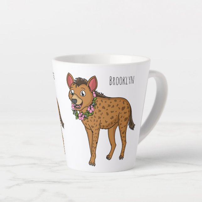 Tasse Latte Hyena and flowers cartoon illustration  (Angle droit)
