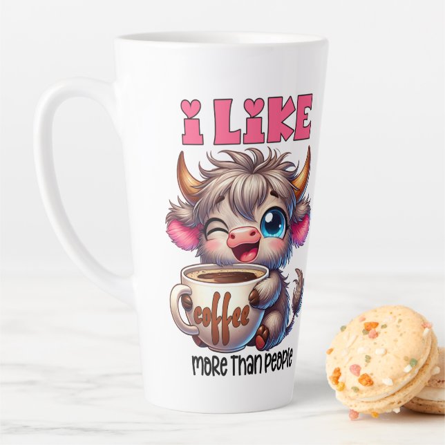 Tasse Latte I Like Coffee More Than People  (En situation)