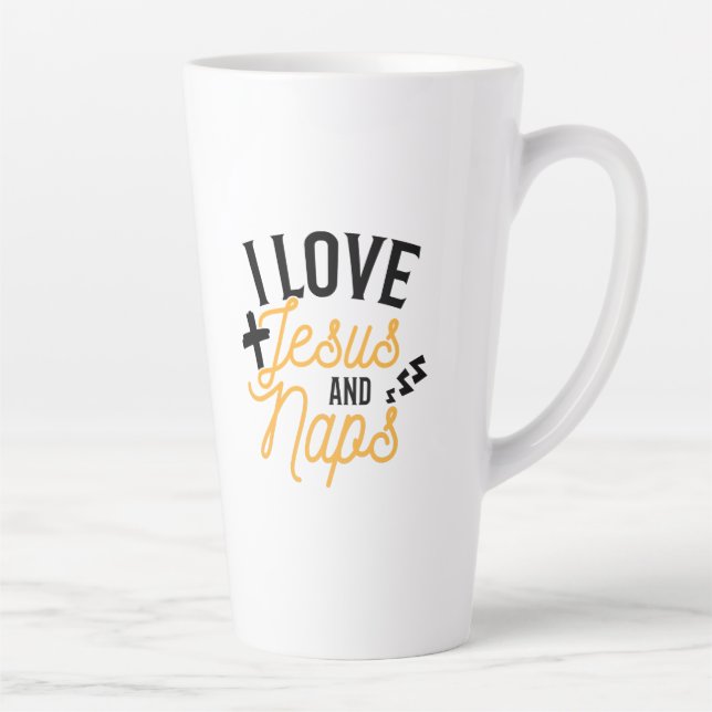 Tasse Latte I Love Jesus and Naps Funny Religieux (Droite)