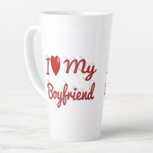Tasse Latte I Love My Boyfriend texte rouge mignon