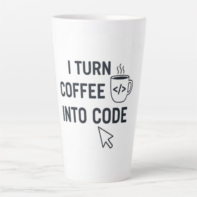 Tasse Latte I Turn Coffee Into Code - Funny Programmer Quote (Devant)