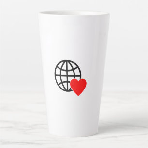 Tasse Latte Icône Globe Amour Mondial   Conception de cœur Ter