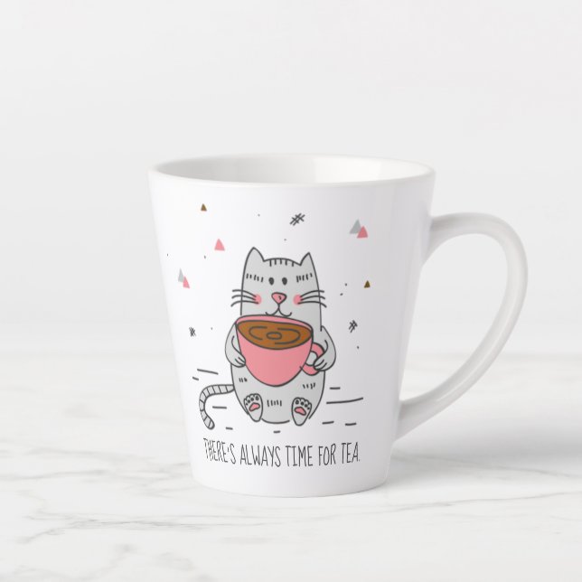 Tasse Latte Il y a toujours du temps pour le thé, Chat (Droite)