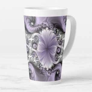 Tasse Latte Illusion de lilas Art floral abstrait fractal Fant