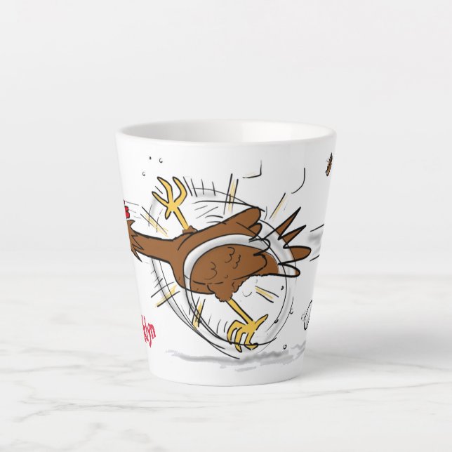Tasse Latte Illustration amusante de poulet cool (Devant)