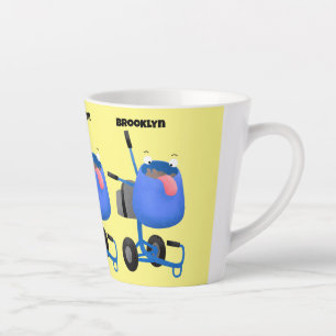 Tasse Latte Illustration amusante du mélangeur de ciment bleu