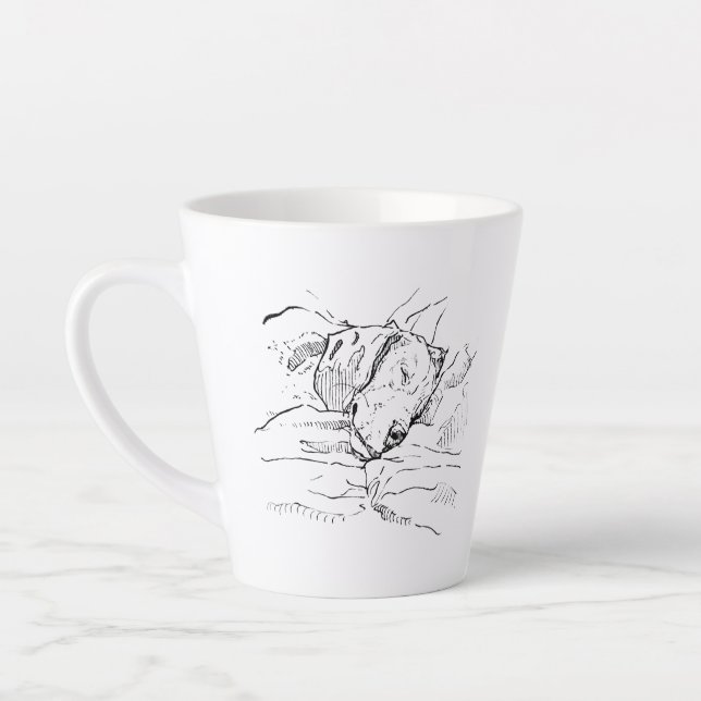 Tasse Latte Illustration d'amour pour le chien Beagle  (Gauche)
