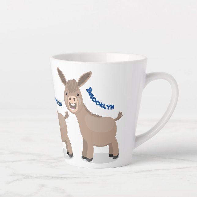 Tasse Latte Illustration d'âne miniature joyeux (Droite)