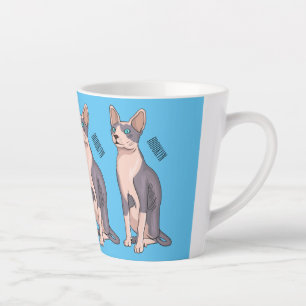 Tasse Latte illustration de chat Sphynx de dessin animé