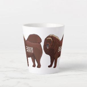 Tasse Latte illustration de chien Mastiff tibétain en cartoon