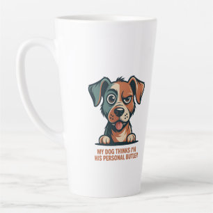 Tasse Latte Illustration de citation drôle de chien majordome